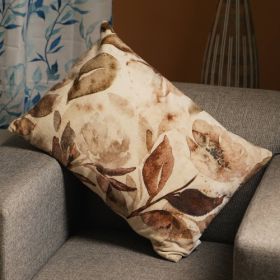 Hand-Embroidered Cotton Velvet Printed Cushion In Brown (Option: Style2)