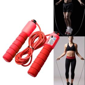 Skipping Rope With Counter Adjustable Length Counter Wear-resistant Foam Cotton Handle JumpRope Exercise Portable Sports Training Equipment (Color: Red)