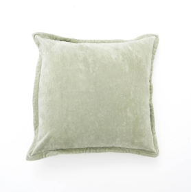 Cotton Velvet Solid Cushion With Flanges -22X22 (Option: Olive)