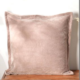 Cotton Velvet Solid Cushion With Flanges -22X22 (Option: Lavender)