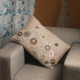 LINEN EMBROIDERY CUSHION (Option: 1PC)