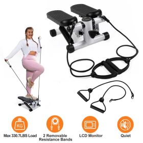 Fitness Step Machine, Mini Step Machine With Resistance Band, Home Fitness Equipment With 330.7LBS Load-bearing Capacity, Hydraulic Fitness Step (Color: grey)