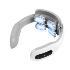 4 Heads/8 Heads Options Neck Massager with Heat Cordless Cervical Neck Massager EMS Neck Massager with 6 Modes 20 Intensity Levels Remote Control (Type: 4 Heads)
