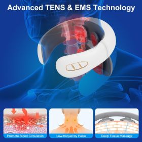 4 Heads/8 Heads Options Neck Massager with Heat Cordless Cervical Neck Massager EMS Neck Massager with 6 Modes 20 Intensity Levels Remote Control (Type: 8 Heads)