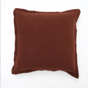 Cotton Solid Cushion With Flanges (Color: Red)